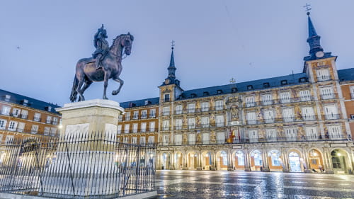Best off peak holiday destinations in Spain: Plaza Mayor in Madrid at night